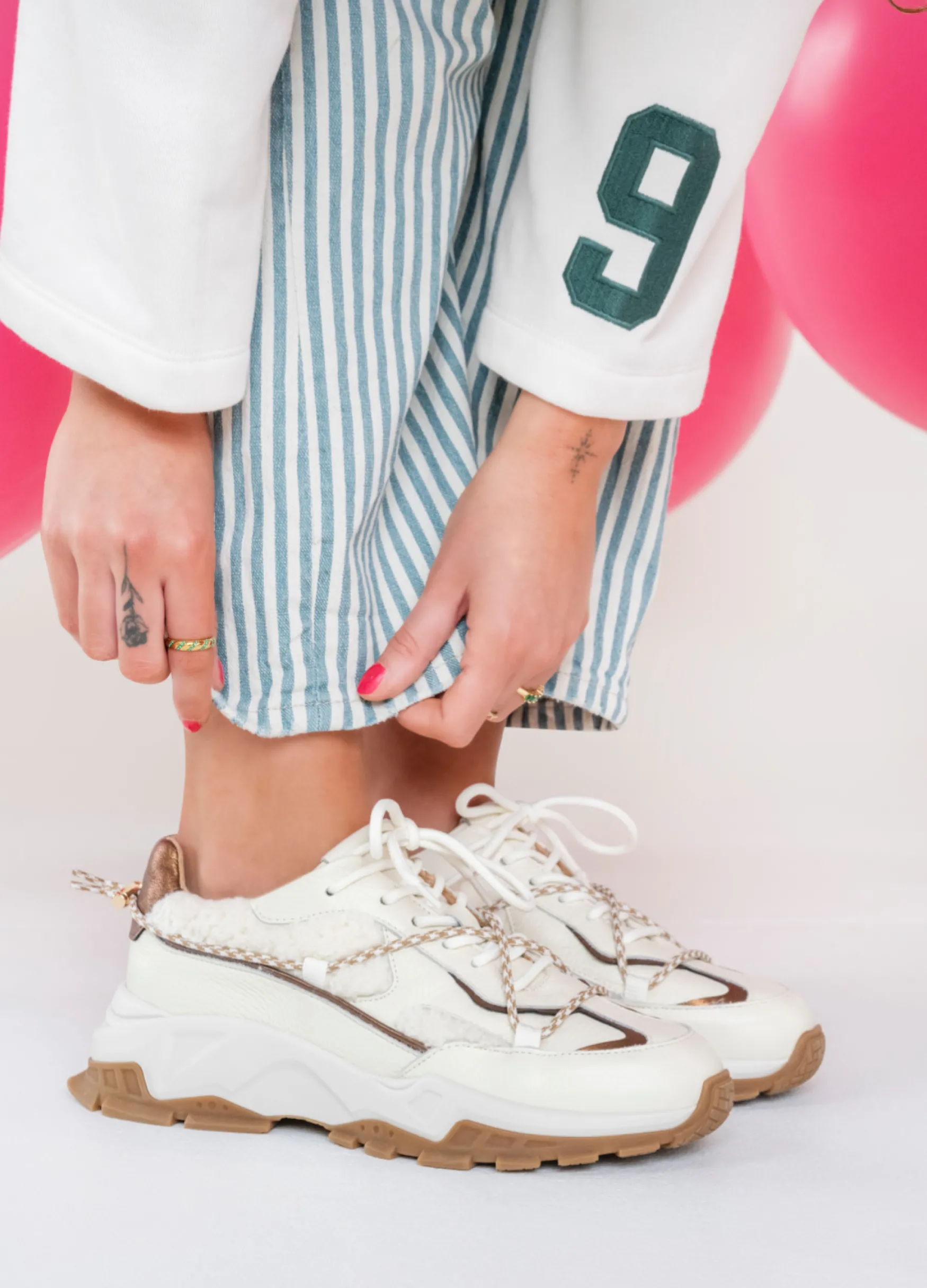 DWRS label BONNEY teddy - Sneakers | Off white / Bronze>DAMES Sneakers