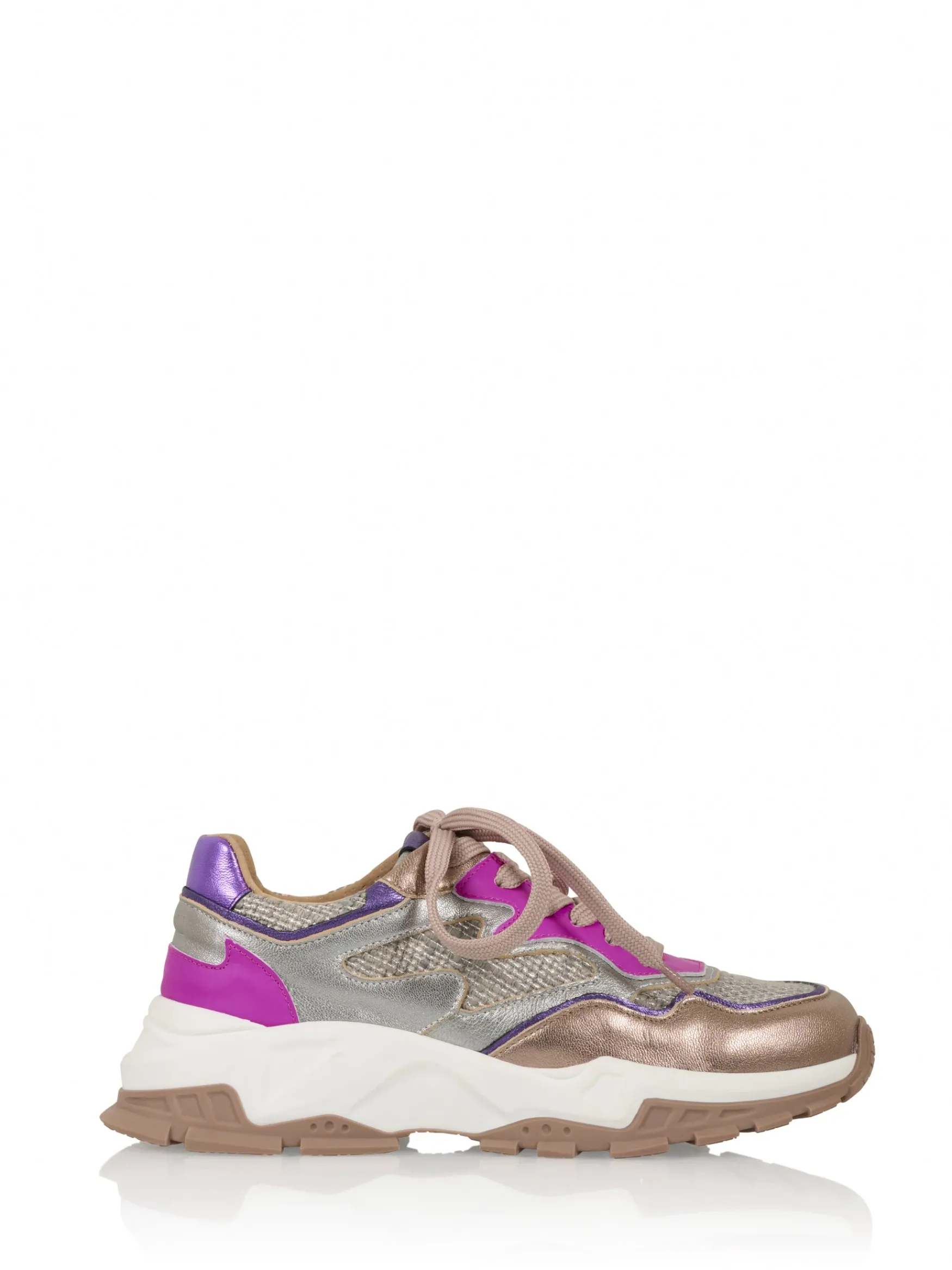 DWRS label CHESTER metallic - Sneakers | Steel / Fuchsia>DAMES Sneakers