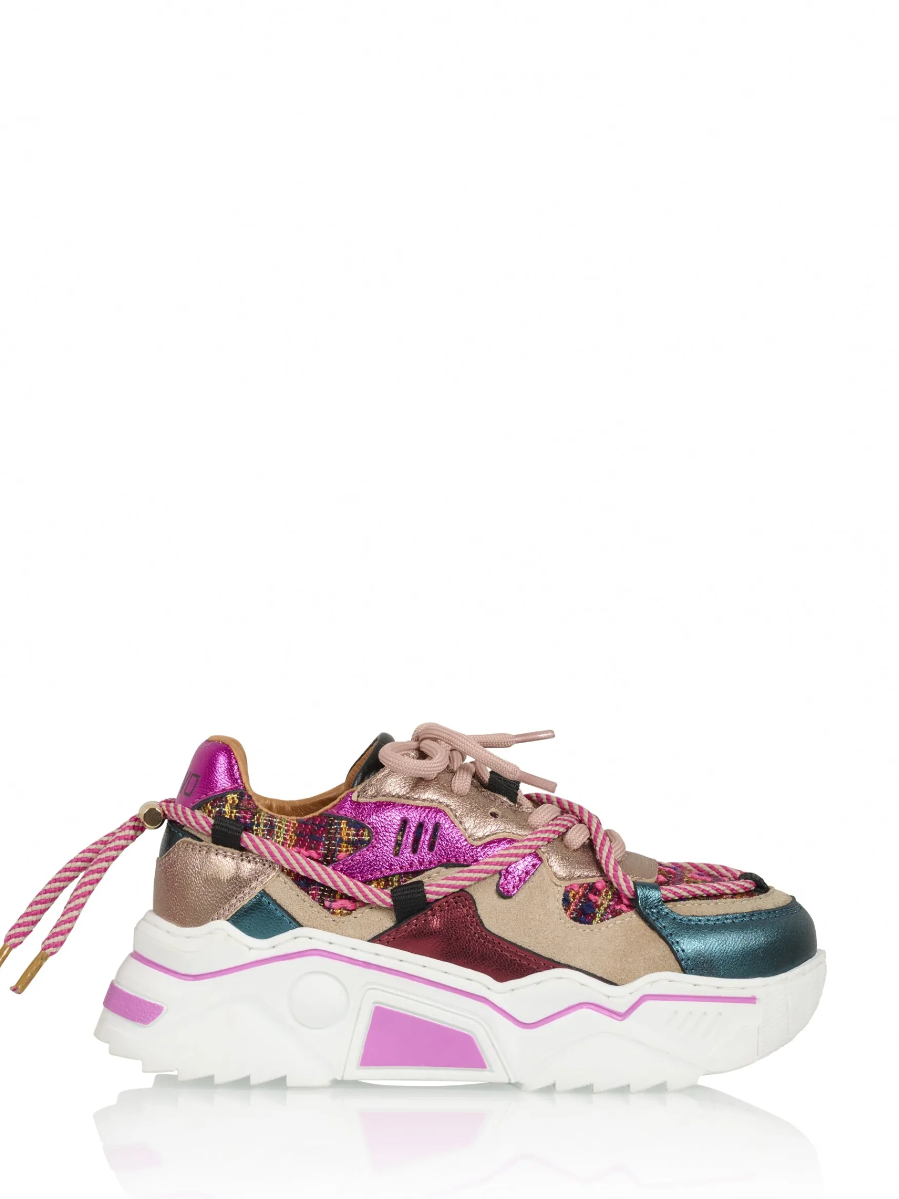 DWRS label JUPITER KIDS tweed - Sneakers | Beige / Fuchsia>Kinderen Kinderen