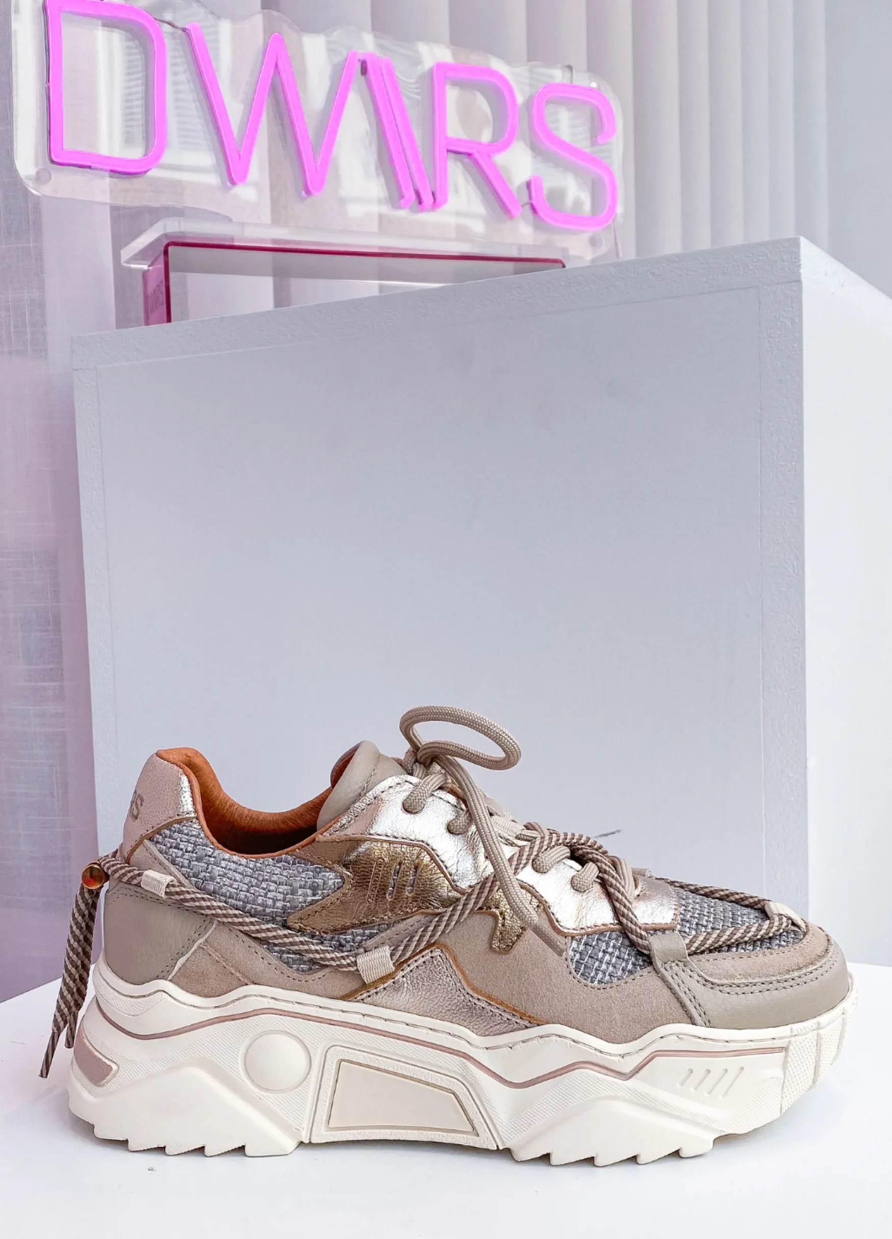 DWRS label JUPITER mesh - Sneakers | Taupe / Stone>DAMES Sneakers | Shoe Care