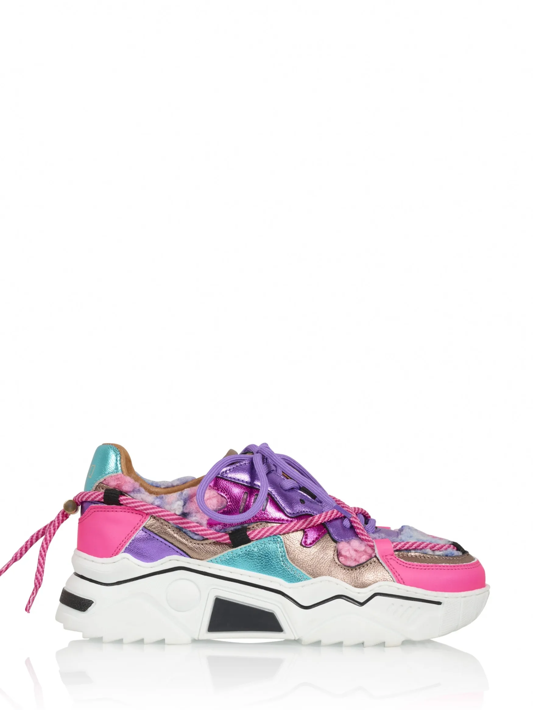 DWRS label JUPITER teddy - Sneakers | Neon Pink / Purple>DAMES Sneakers | Shoe Care