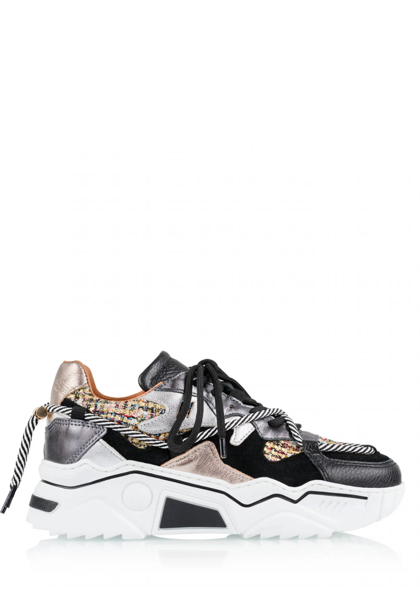 DWRS label JUPITER tweed - Sneakers | Black / Stone>DAMES Sneakers | Shoe Care