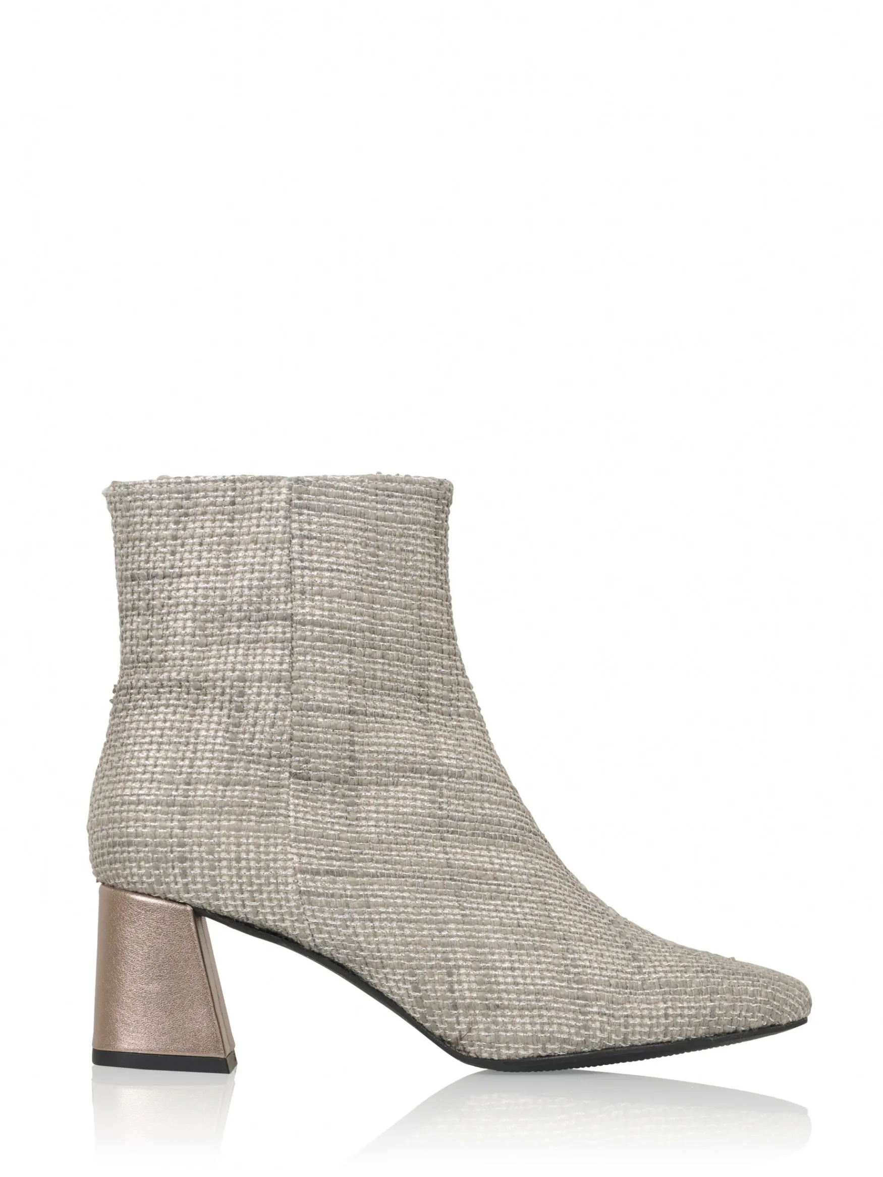 DWRS label LUGANO tweed - Enkellaarsjes | Grey / Stone>DAMES Enkellaarsjes | Hakken