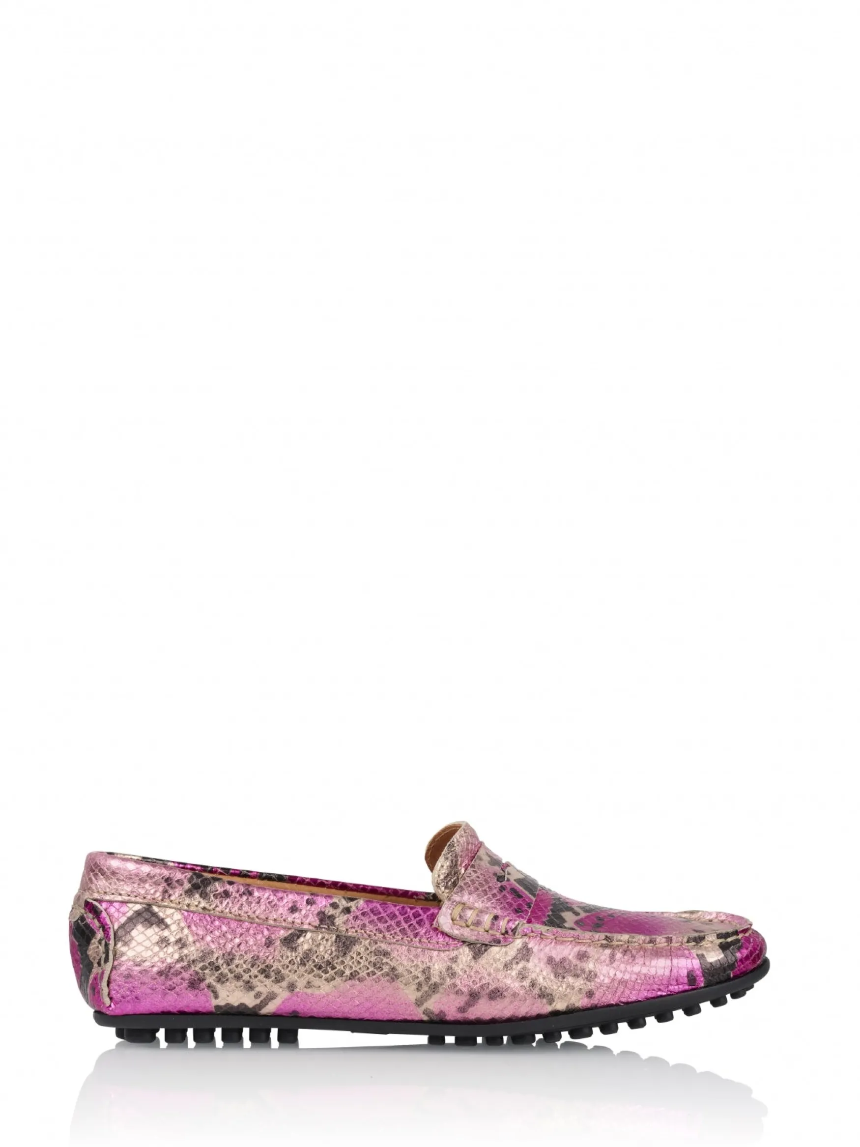 DWRS label PARIS snake - Mocassins | Fuchsia / Black>DAMES Loafers En Instappers