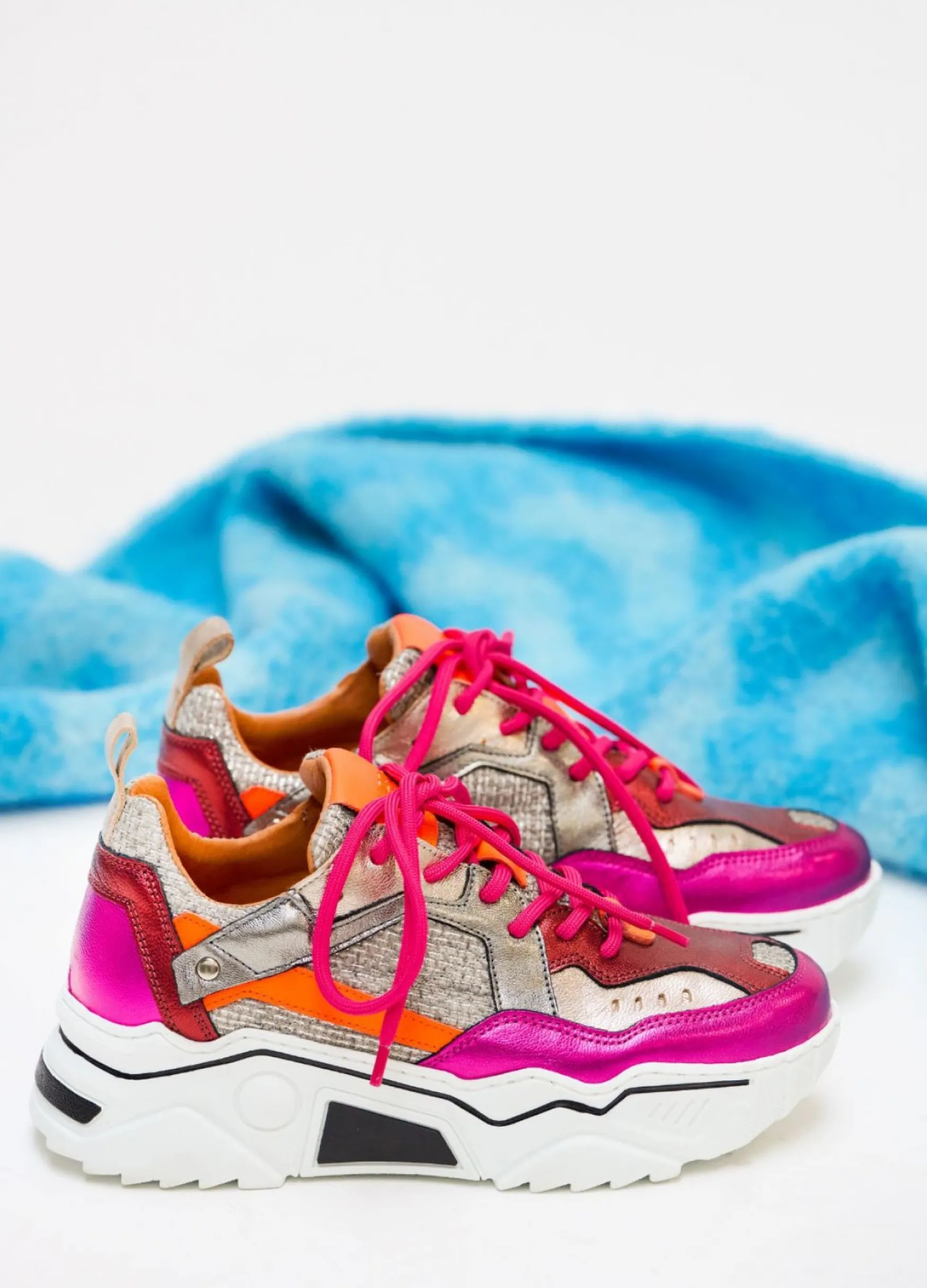 DWRS label PLUTO metallic - Sneakers | Steel / Fuchsia>DAMES Sneakers