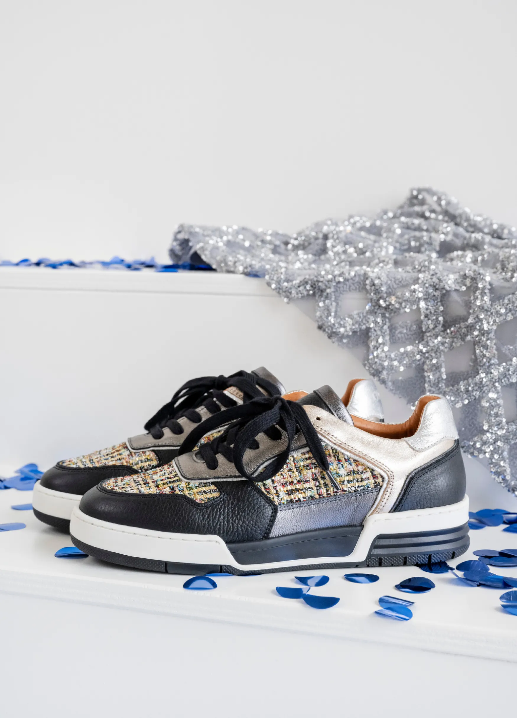 DWRS label RUGBY tweed - Sneakers | Black / Stone>DAMES Sneakers