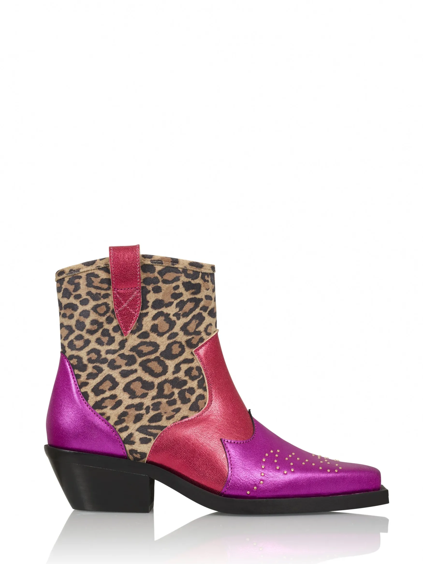 DWRS label WENEN leopard - Enkellaarsjes | Raspberry / Fuchsia>DAMES Enkellaarsjes | Westernboots